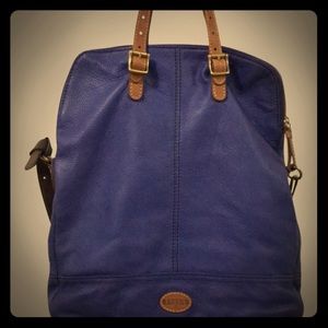 Fossil totes blue leather cross body bag